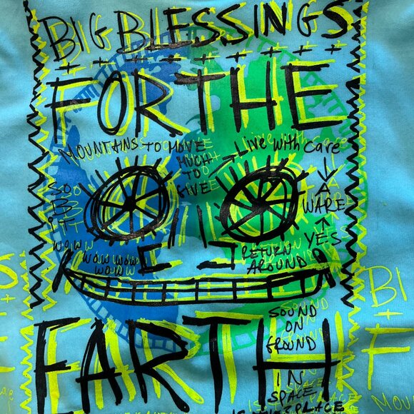 Snowmilk Steetwear Teal Hoodie Painted w/Original Snowmilk Design - Picture 5 of 8